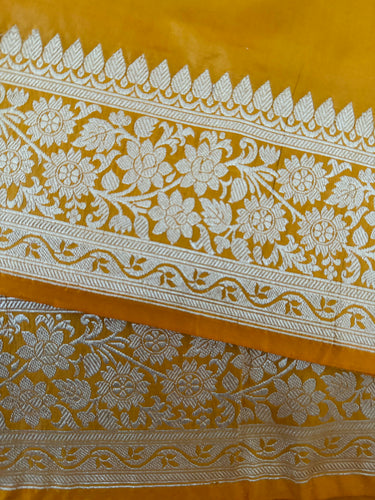 Banarasi Katan Silk Saree | Kadwa weave | Yellow | Handwoven | Silk Mark Certified | Ships from California